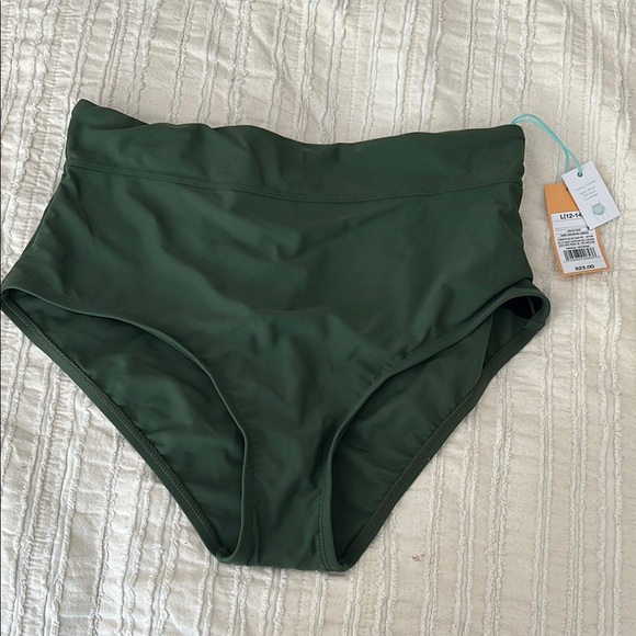 Kona Sol Other - NWT Kona Sol Women's High-Waist Swim Bottom - Dark Green